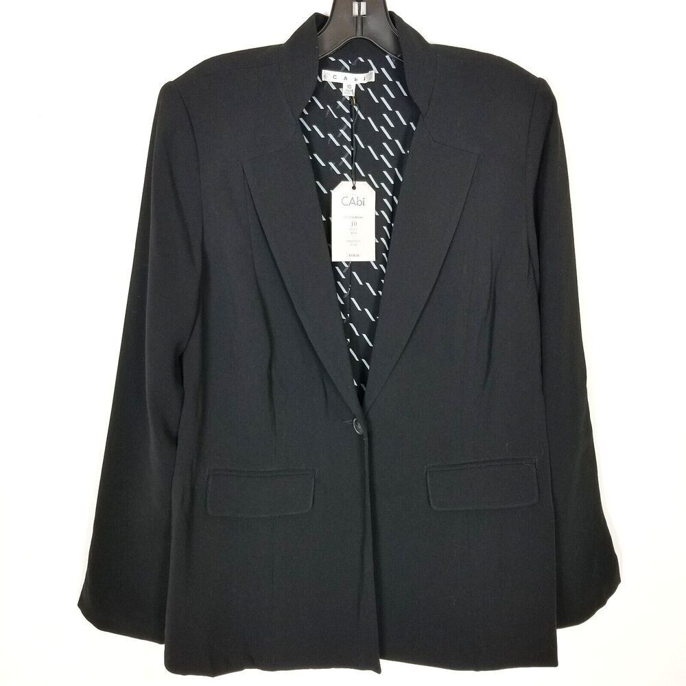 Cabi Women City Blazer 717 Sz 10‎ Black Button Up Preppy Lined Office
